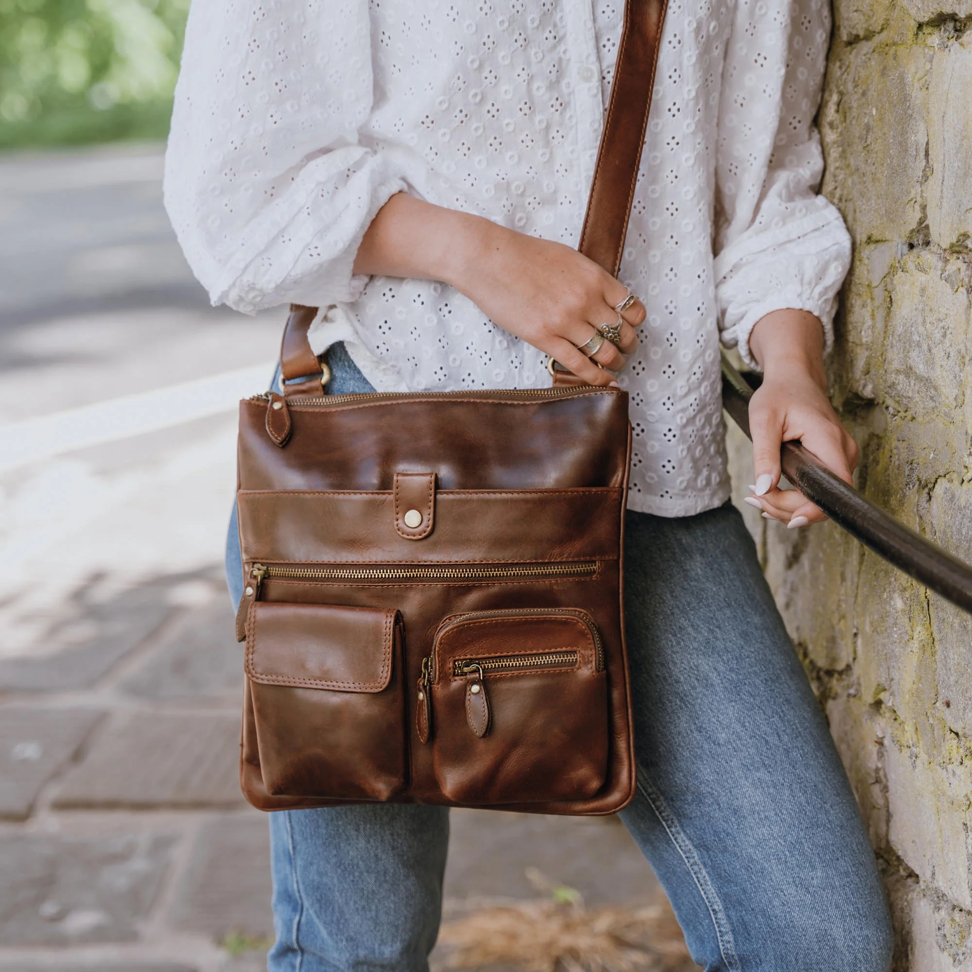 Amy Brown Leather Crossbody Organiser Bag The Leather Store